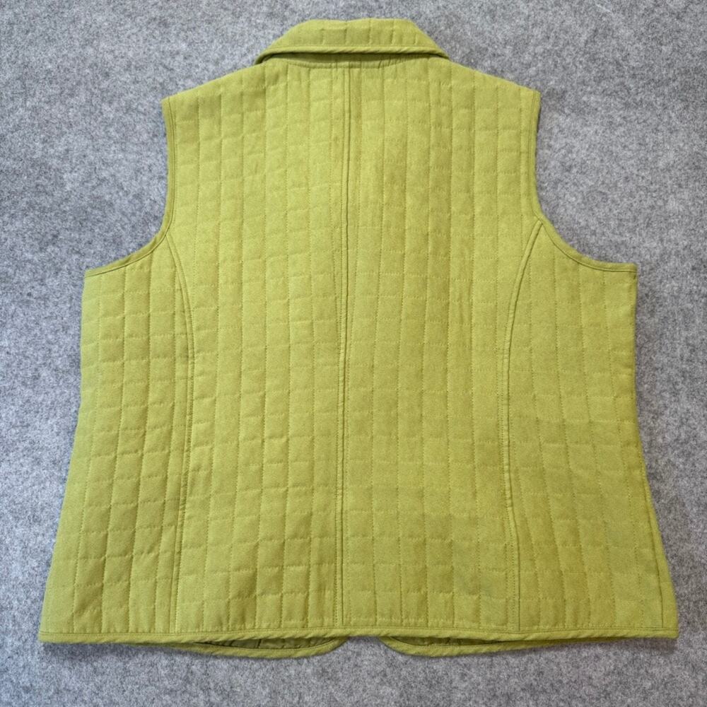 Christopher & Banks Women’s XL Lime Green Faux Suede Quilted Zip Vest - Picture 3 of 7